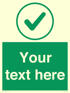 Custom green background, green tick in circle sign